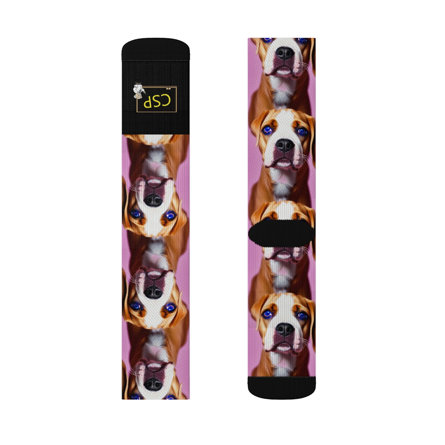 CSP Blue Eyed Dog Pink Pattern Socks