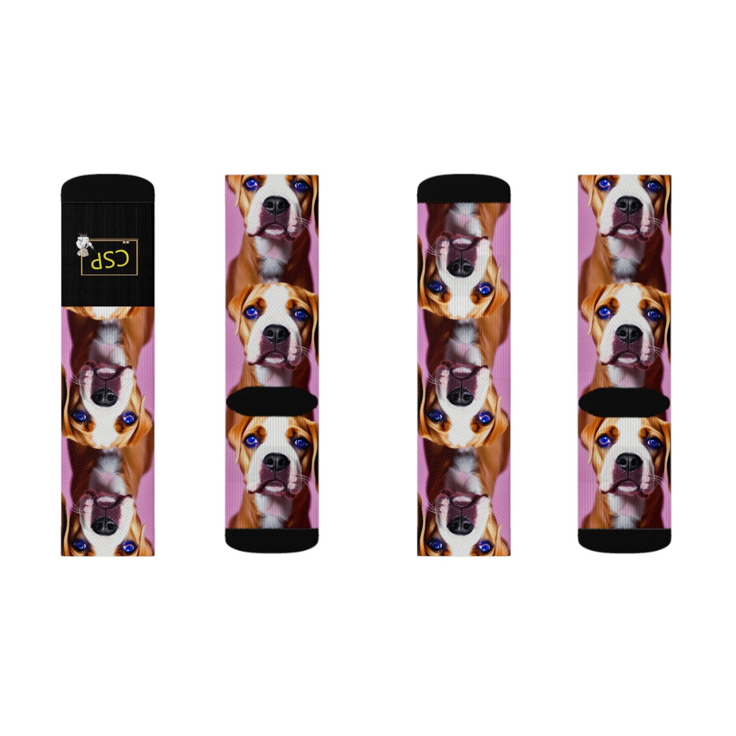 CSP Blue Eyed Dog Pink Pattern Socks