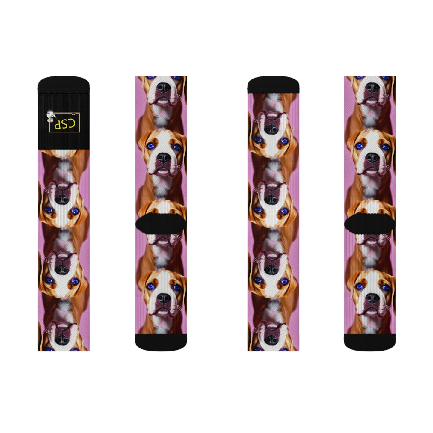 CSP Blue Eyed Dog Pink Pattern Socks