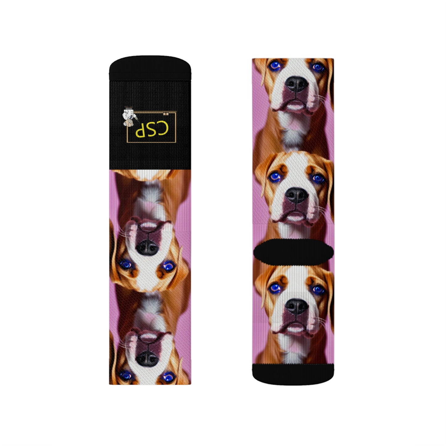 CSP Blue Eyed Dog Pink Pattern Socks