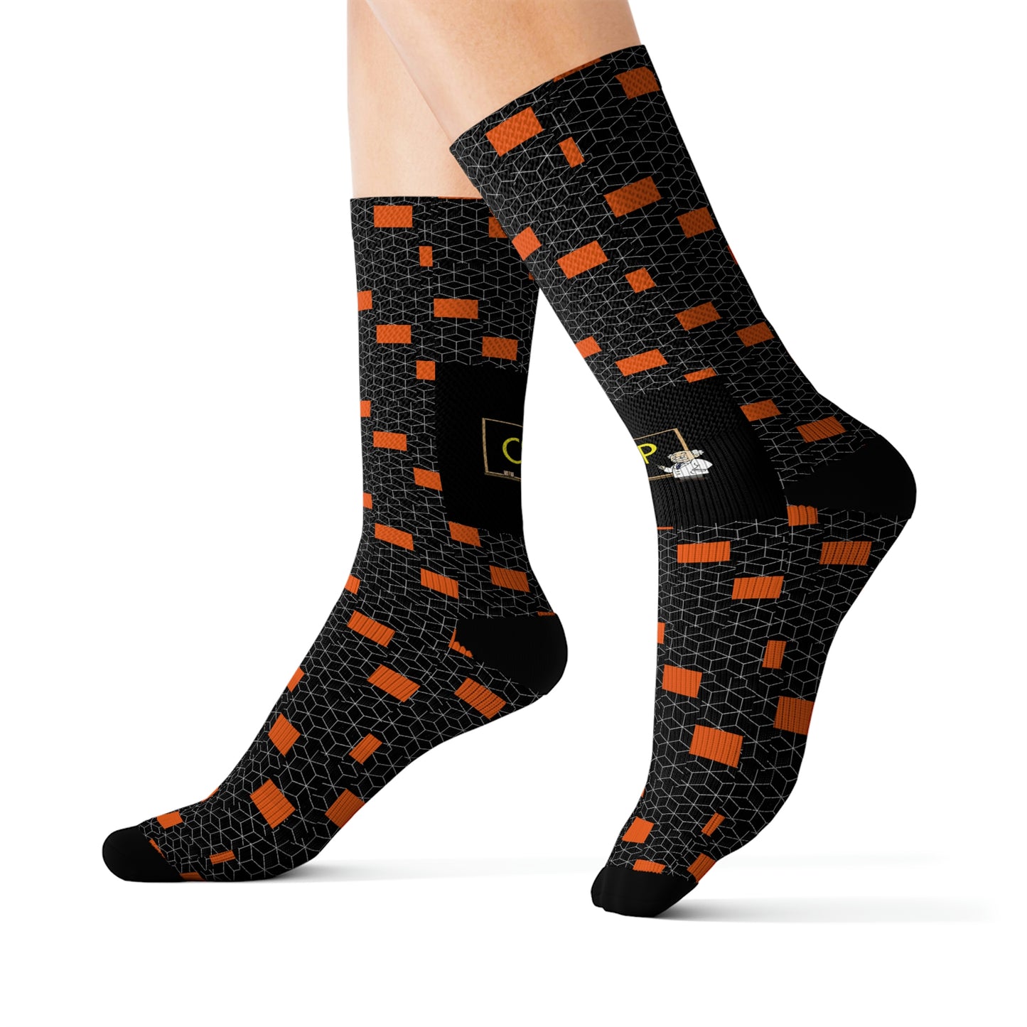 CSP Orange and Black Pattern Socks