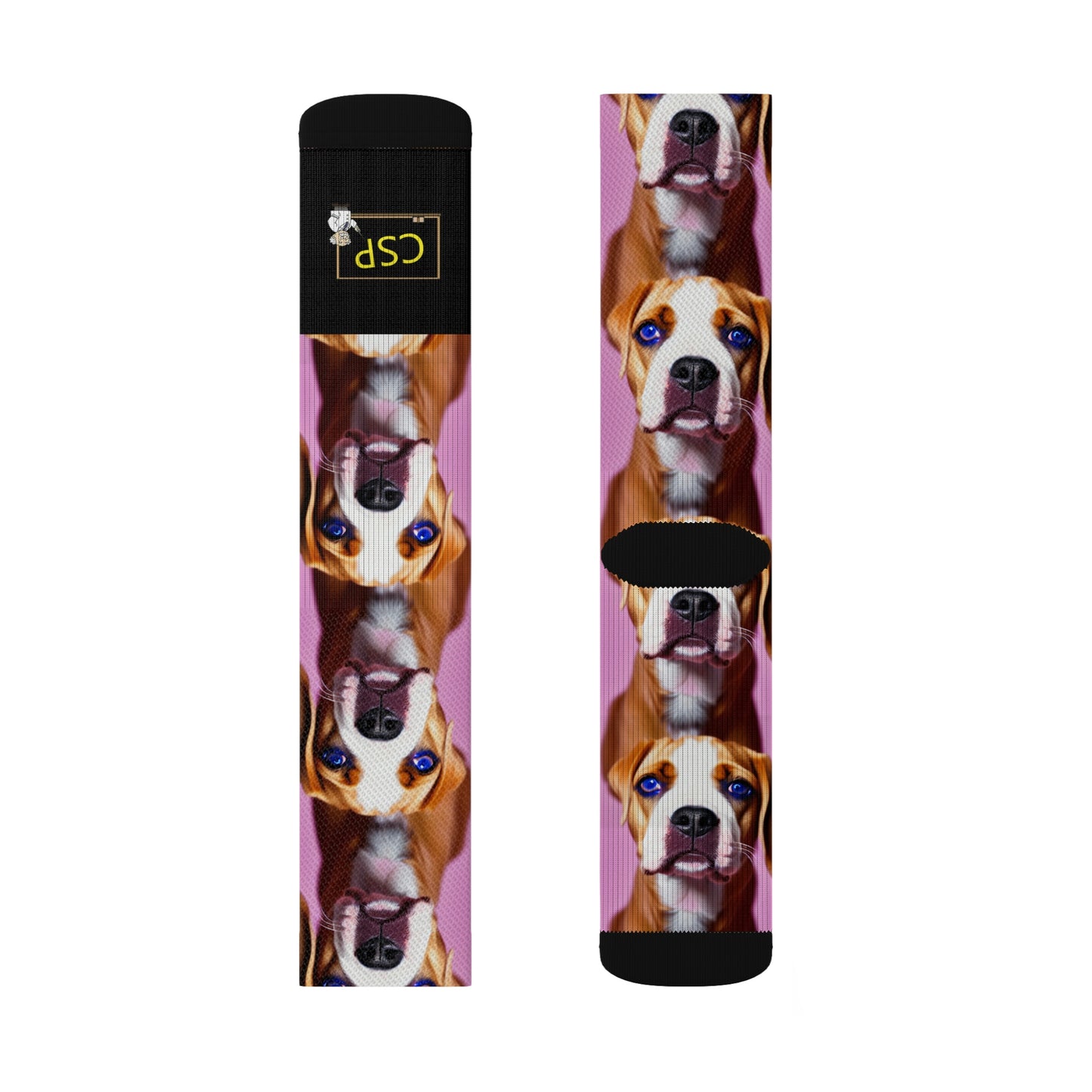 CSP Blue Eyed Dog Pink Pattern Socks